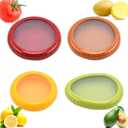 4 PCS Silicone Fruit and Vegetable Containers for Fridge, Reusable Fruit Storage Box, Silicone Food Storage Containers Set - (Green, Red, Yellow, Brown), Airtight Storage Box with Lid