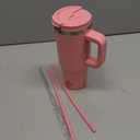 30 oz Tumbler with Handle and 2 Straw 2 Lid, Insulated Water Bottle Stainless Steel Vacuum Cup Reusable Travel Mug, Cherry (Sakura)