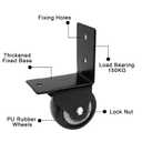 4 Pack Side Mount Casters Wheels,1.5in L-Shaped Directional Castor Wheel,PU Rubber Silent Roller,Heavy-Duty Furniture Moving Wheels Load-Bearing 120kg/265lbs for Beds Cabinets Tables