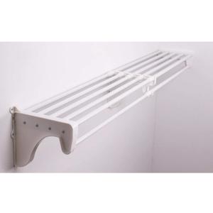 EZ Shelf - Closet Shelf with Hanging Rod - 30 to 50" Expandable, White, Closet Shelves  Strong, Holds 200 lbs  Easy Install  Backwall (Floating) with 2 End Brackets, Alternative to Wire Shelving