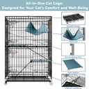STILLCOVE 3-Tier Cat Cage Indoor: Medium Cat Enclosure Pet Playpen Detachable Metal Wire Kennel Collapsible Crate with Scratching Post & Plush Pads & Hammock for Cats Kittens  23.6"L x 16.5"W x 38.2"H