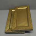 Maxcheck 24 Pcs Gold Plastic Serving Tray Platter Set 14 x 7.5 Inches Gold Lace Rim Serving Trays for Food Dessert Fruit Cupcake Weddings Table Parties Display