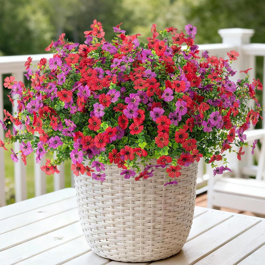 Artificial Fake Flowers Plants for Outdoor Spring Summer Decor 12 Bundles | Faux Silk Flowers for Outdoor Outside Planter Colorful Daisy UV Resistant Look Real for Front Door Porch Patio Yard