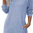 EVALESS Womens Fall Dresses 2026 Long Sleeve V Neck Casual Dress Textured Loose Fit Shift Mini Dress with Pockets (Blue, XL)