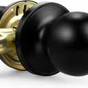 1 Pack Door Knobs Interior, Black Door Knobs Without Key, Closet Door Handle with Durable Finish, Passage Function, Round Ball Design for Hallway and Laundry Room