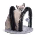 Cat Arch Self Groomer Massager, Kitty Grooming Brush with 2 Brushes and Heavy Plush Base, Cat Face and Back Scratchers, Rubbing Post for Indoor and Outdoor Cats with 2 Plush Balls