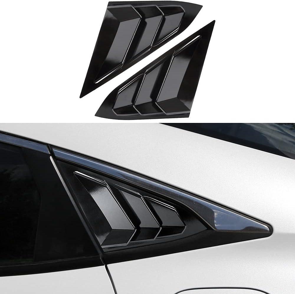 Rear Side Window Louvers Compatible for Honda Civic Sedan Accessories 2021 2020 2019 2018 2017 2016 Sport Style Air Vent Scoop Cover (Gloosy Black)