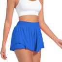 Athletic Running Shorts for Women High Waisted Flowy Shorts Butterfly Summer Gym Workout Golf Active Tennis Skorts (Blue, L)