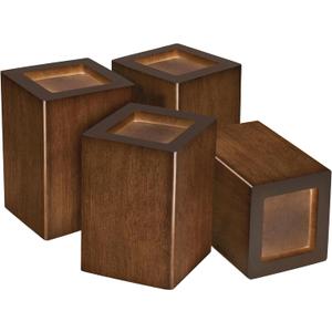 Sopicoz Wood Bed Risers Set of 4, Square Furniture Risers, 4 inch Couch Risers Heavy Duty Bed Lifters Brown Bed Frame Risers Blocks, Lifters for Sofa, Chair, Cabinet, Dresser, Nightstand (4 inch Square, Brown 4pcs)