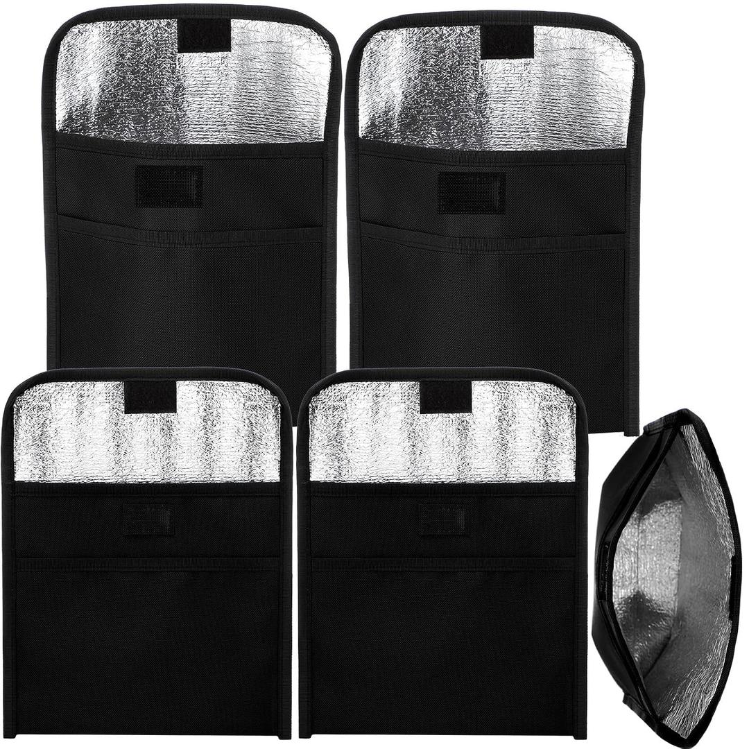 4 Pack Insulated Bag for Backpackers Flat Lightweight, Black