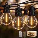 100FT Outdoor String Lights with Remote, 42 Dimmable Shatterproof LED G50 Bulbs, Waterproof Patio & Backyard Lights for Pergola, Deck, Garden, Bistro, Commercial Grade Hanging Lights