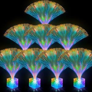 Amylove 8 Pcs Mini Fiber Optic Lamp Bulk Small LED Party Light Color Changing Table Centerpiece Decor for Glow in The Dark Favors Supplies Valentines Day Wedding Decorations (9 Inch,Clear)