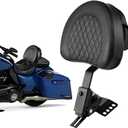 DREAMIZER Black Adjustable Driver Backrest Plug-in Rider Backrest Pad Motorcycle Custom Mounting Kit Compatible with Harley Touring Models Road King Street Glide Electra Glide Road Glide 1997-2023