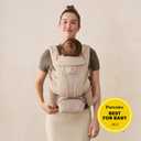 Ergobaby Omni Deluxe Baby Carrier for Newborn to Toddlers 0-48 Months (7-45 lbs) - 4-Position Breathable Mesh Baby Carrier with Ergonomic Support, Storage Pockets, and Sun Hood - Natural Beige