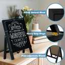 4 THOUGHT Small Tabletop Chalkboard Signs, 9.5" x 14" Magnetic Mini Chalk Board with Stand for Food Wooden Frame Easel Countertop Menu Board for Kitchen Cafe Home Pub, Black