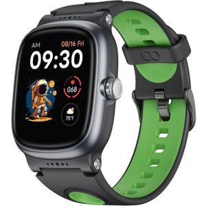 anyloop Kids Smart Watch with Heart Rate/Sleep/Stress Monitor, Kids Fitness Tracker Watch Pedometer, Smartwatches for Boys Girls with Games, IP68 Waterproof - Smart Watch for Kid 4-16, Black/Green