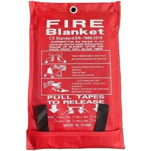 Emergency Fire Blanket for Kitchen, Home, Car, Grilling, Bonfire, 39x39 inches, Fiberglass Fabric with Pull Tapes, Fire Suppression, Reusable, Fire Extinguisher Blanket, Heat Resistant