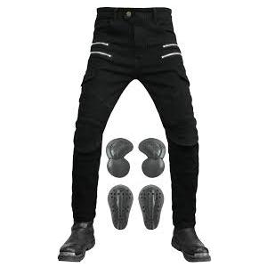 Motorcycle Riding Pants, Motocross Motorbike Cycling Jeans with CE Knee & Hip Removable Armored All Seasons (Black, M)