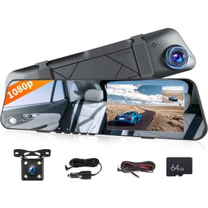 4.5 Mirror Dash Cam Front and Rear for Car,1080p Full Rear View Mirror Camera Dash Cam for Cars & Trucks,Dual Cameras with Parking Monitoring,Reversing Assistance,Loop Recording,G-Sensor,Night Vision