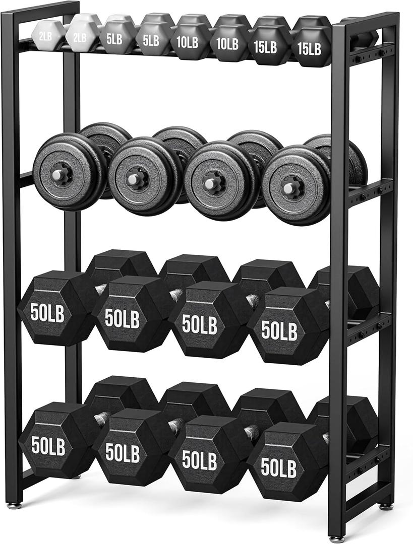 4 Tier Dumbbell Rack, Weight Rack for Home Gym, 15"D x 25"W x 35"H