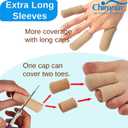 Chiroplax Toe Caps Sleeves Cushions Protectors Tubes Fabric & Gel Lining Finger Toe Separator for Bunion, Hammer Toe, Callus, Corn, Blister (X-Large, 5 Pack)
