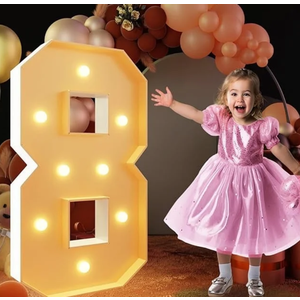 3FT Marquee Numbers, Light Up Numbers for 18th 80th Birthday Decorations Anniversary Party Decor, Number 8 Light Up Number, Pre-Cut Foam Board Kit