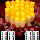 Funtery 24 Pcs Waterproof LED Candles with 4 Remote and Timers, Outdoor Flickering Flameless Candles Realistic Battery Operated Pillar Candles for Wedding Halloween Christmas Home Decorations, 4 Sizes