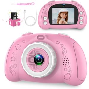 Kids Camera for Kids 3-12, Kids Digital Camerawith 32G SD Card, Toddler Camera with 2.4-Inch Screen for Children at Birthday, Christmas (Pink)
