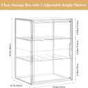Bread Box, Pastry Display Case for Kitchen Countertop - 3-Tier Adjustable Clear Acrylic Bread Storage with Magnetic Door Closure, Counter Display for Homemade Bread, Bagels, Donuts, Muffins