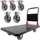 Platform Truck, Foldable Push Cart Dolly w/Five 360 Swivel 6'' Wheels, 1600LBS Capacity Heavy Duty Moving Platform Trucks Hand Cart for Groceries, Garage, Warehouse (43" L x25" W)