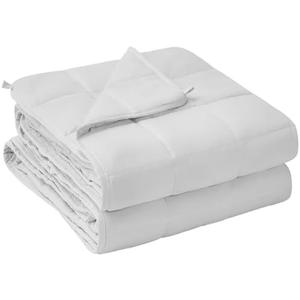 yescool Weighted Blanket for Adults (15 lbs, 60" x 80", White) Cooling Heavy Blanket for Sleeping Perfect for 140-160 lbs, Queen Size Breathable Blanket with Premium Glass Bead, Machine Washable