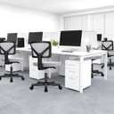DUMOS Armless Desk Chairs, Small Home Office Mesh Chairs | Ergonomic Adjustable Mid Back, Swivel Rolling Task, Computer Work Vanity Small Spaces, Dark Grey, 1pc