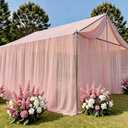 10 Panels Blush Pink Ceiling Drapes for Wedding, 5ft x 30ft Light Pink Sheer Fabric Ceiling Curtains for Gender Reveal Party Photo Background Birthday Decoration, Tent Drapes