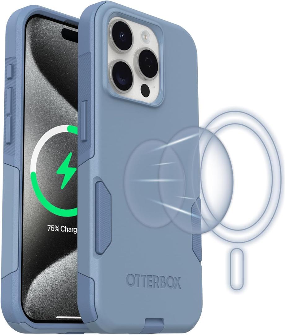 OtterBox iPhone 15 Pro - Commuter MagSafe Case - Slim & Tough - Pocket-Friendly - Dual Layer Drop Protection - Port Covers  Non-Retail Packaging - Denim OtterBox iPhone 15 Pro - Commuter MagSafe Case - Slim & Tough - Pocket-Friendly - Dual Layer Drop Protection - Port Covers  Non-Retail Packaging - Denim