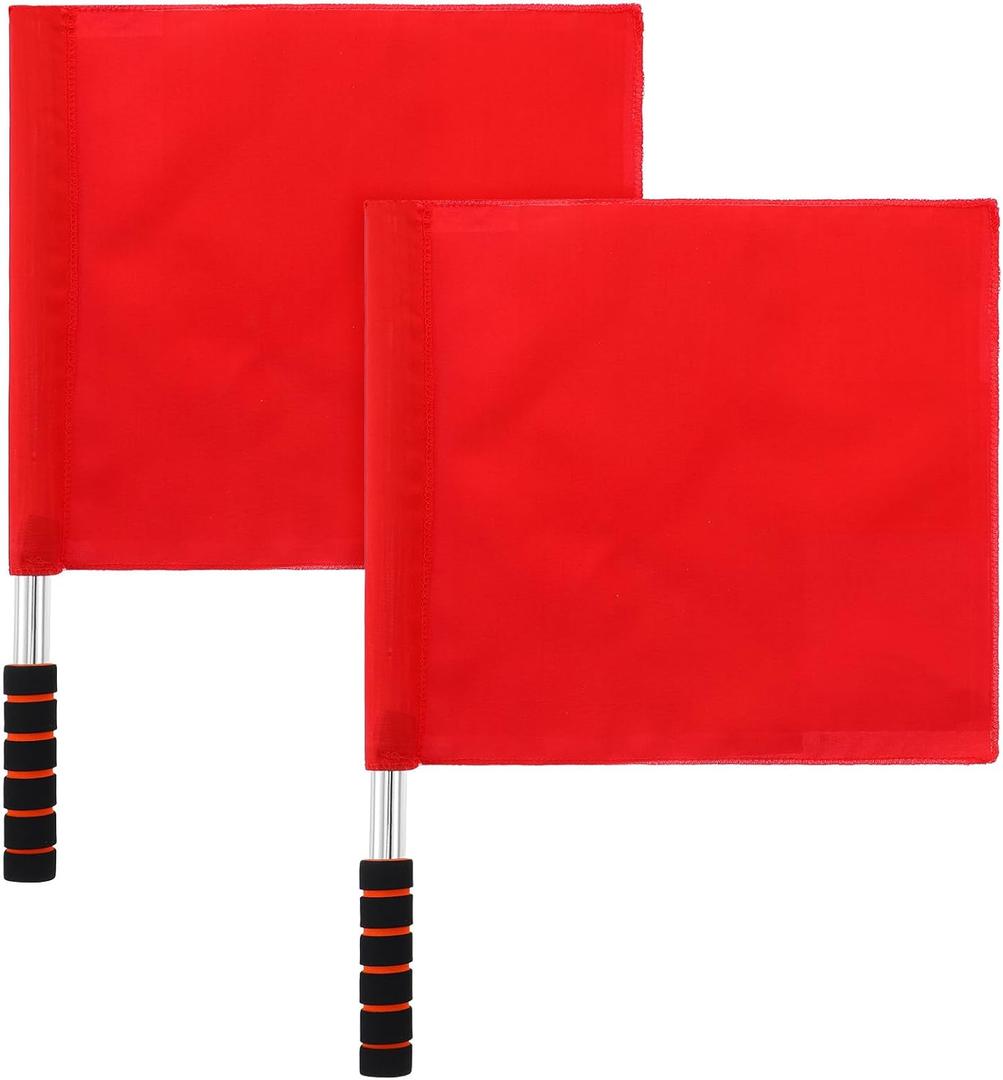 Volleyball Flags Line Judge Set, 2PCS Lightweight Referee Flags with Sponge Handle and Stainless Steel Pole High Visibility Red Flags for Volleyball Soccer, Track and Field