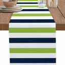 Striped Table Runner 13x72 inch, Navy Blue Green Striped Background Table DecorDinning Table Runner for Farmhouse, Wedding, Party, Barbecue (Pack of 1)