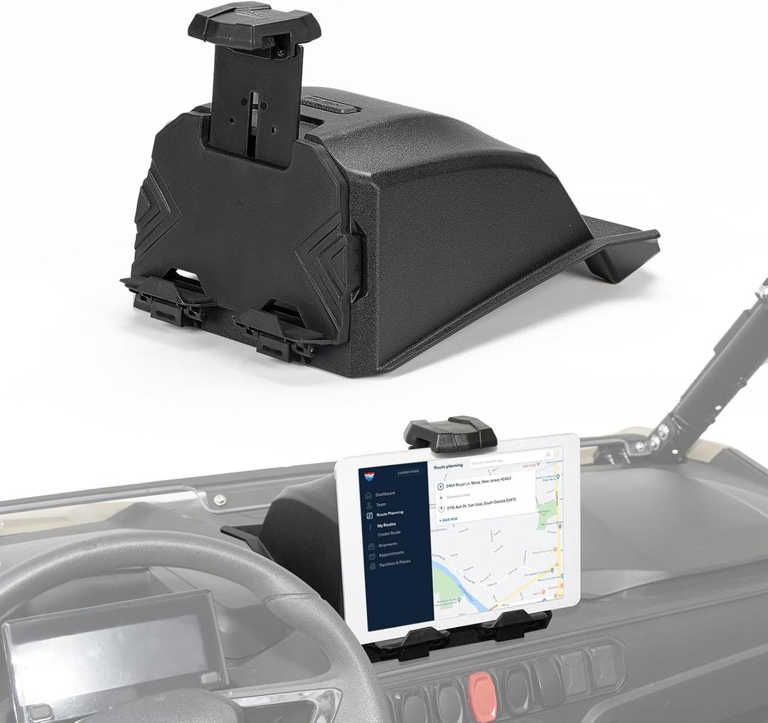 KEMIMOTO Tablet Mount Storage Box Compatible with 2023+ CFMOTO ZForce 950 Sport & Trail/ZForce 800 Trail G2, Electric Device GPS Mount Phone Holder Adjustable Navigation Tablet Holder