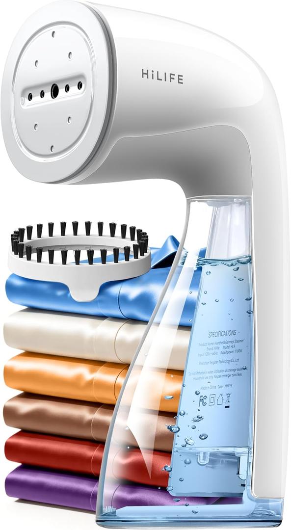 HiLIFE Upgraded Steamer for Clothes, Handheld & Portable, 1100W Powerful Steam, 300ml Big Capacity & No Leak Design, 30S Fast Heat-up, Quick Wrinkle Remover, Compact Size for Travel, ONLY 120V (4-White)