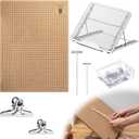 Tandefio 104 Pcs 12x16 Inch Macrame Board and Metal Adjustable Holder with T Pins Clips Macrame Project Supplies Tools Double Sided Grids for Braiding Cording Bracelet Creating