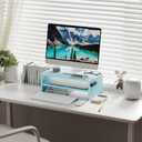 Marbrasse Monitor Stand Riser, 16.5 Inch 2 Tier Computer Printer Shelf Stand for Laptop Computer Screen Storage, Desktop Stand with Phone Holder and Cable Management (Blue)