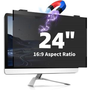 Magnetic Computer Privacy Screen 24 Inch, Removable Hanging Privacy Screen Shield for Frameless Monitor 16:9 Widescreen, Anti Blue Light Privacy Filter, Anti-Glare Protector