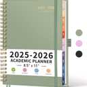 RETTACY Academic Planner 2025-2026, Weekly and Monthly, Large Size (8.5" x 11"), July 2025 - June 2026, for Women, Teacher, Student, School, 12-Month Tabs, Flexible Plastic Cover (Light Green)