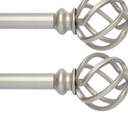 AlinaArt 2 Pack Decorative Window Curtain Rod with Brackets- Hollow Design 3/4'' Inch Pole, 28 to 48 Inch Adjustable Side Curtain Rod Antique Nickel