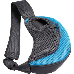 Pet Dog Sling Carrier Large Pocket Adjust Strap Anti-Falling Design Breathable Mesh Travel Safe Sling Bag Carrier for Dogs Cats (Sky Blue)