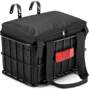 Bike Basket Front for Men & Women, Large Bicycle Front Basket for Adult Bikes with Removable Liner Bag, Heavy Metal Bike Cargo Basket for Ebike, Electric Bike, Mountain Bike, City Bike, Cruiser