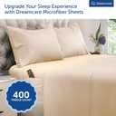 DREAMCARE Queen Sheet Set - 4 pcs Breathable Cooling Sheets - up to 21" Extra Deep Pocket Queen Sheets Set with Side Pockets - Extra Soft 100% Brushed Hypoallergenic Hotel Luxury Bedding, Wheat