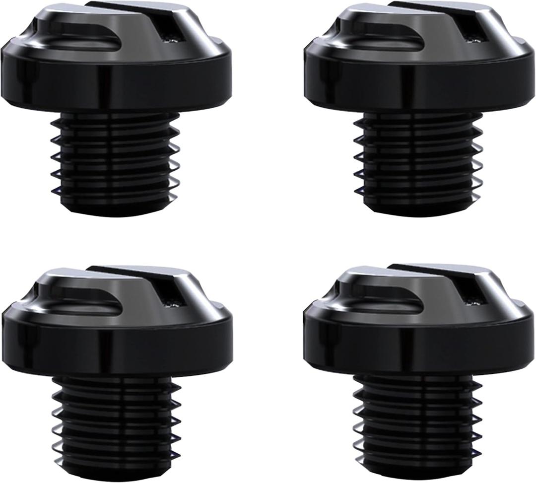 4pcs CNC Motorcycle Mirror Hole Plugs Screws Bolts 2 Regular+2 Reverse M10x1.25 (black, M10>2 Regular + 2 Reverse)