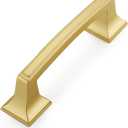 Haidms 10 Pack Cabinet Handles Gold Cabinet Pulls 3 Inch Hole Center Drawer Pulls Modern Square Dresser Handles for Bathroom Kitchen Bedroom, Zinc Alloy