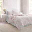 Laura Ashley - Twin Quilt Set, Soft & Reversible Cotton Floral Bedding with a Medium Weight Feel, 2 Piece Bed Set with Matching Pillowcase (Bedford Pink)