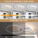 O'NEELDY Modern 3 Ring LED Chandelier Lamp Fixture White 25.59''Dimmable Acrylic Flush Mount Ceiling Lights with Remote Control Ideal for Small Room, Kitchen, Bedroom